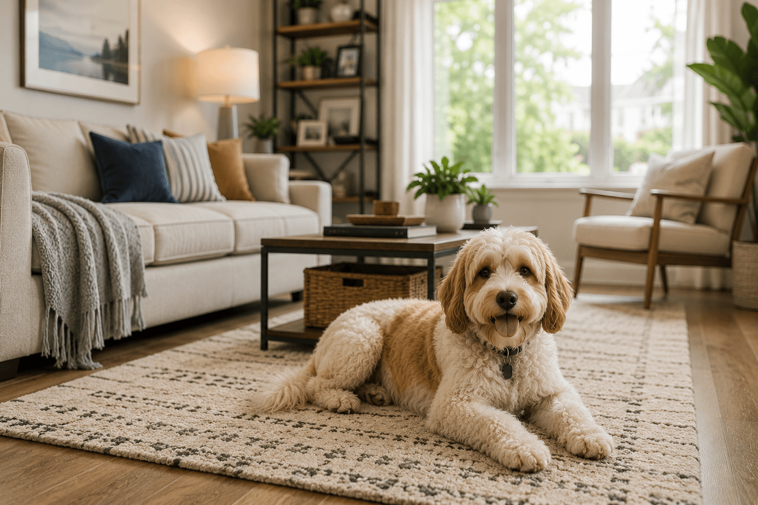 Family home environment with a pet